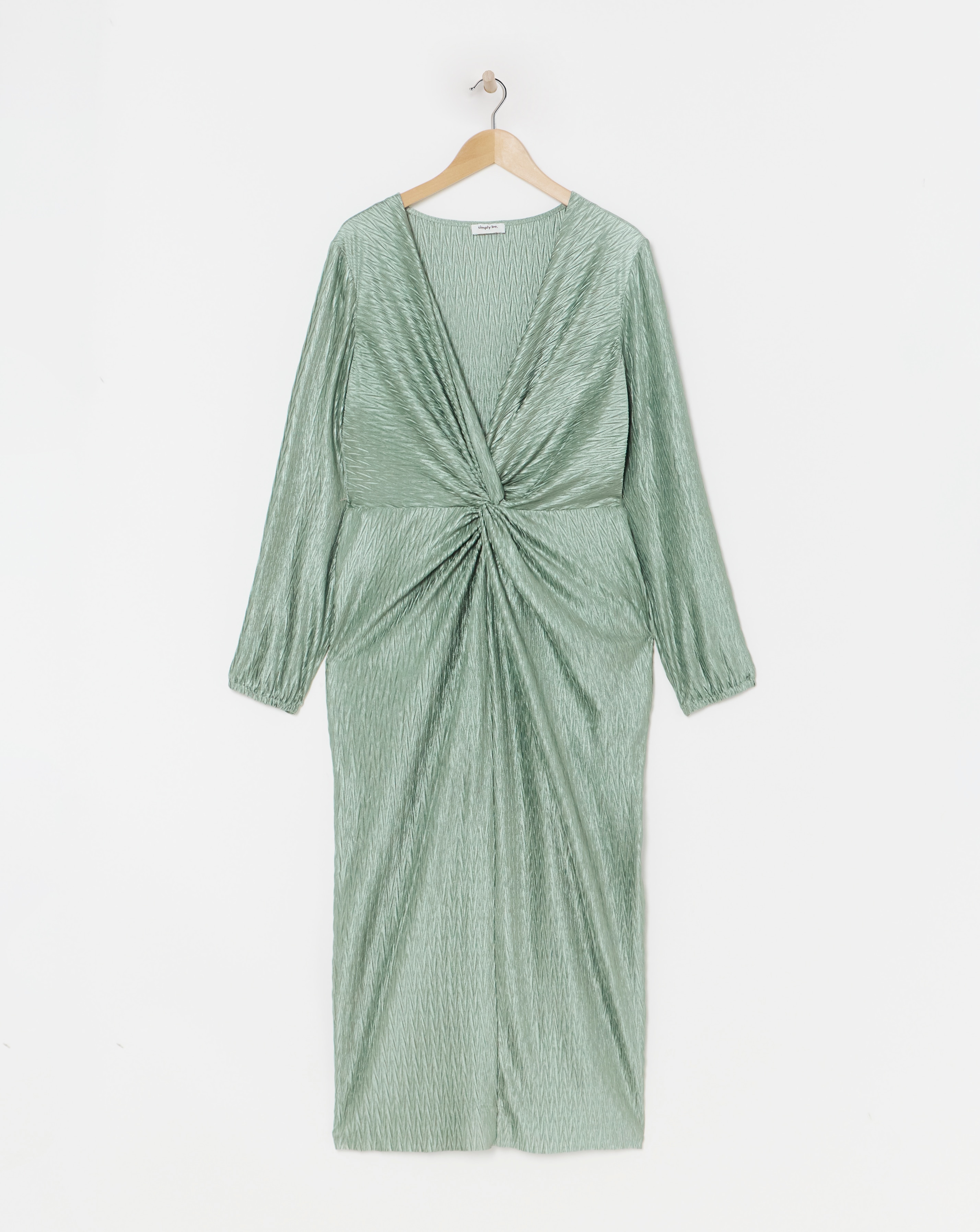 Plisse Twist Front Midi Dress