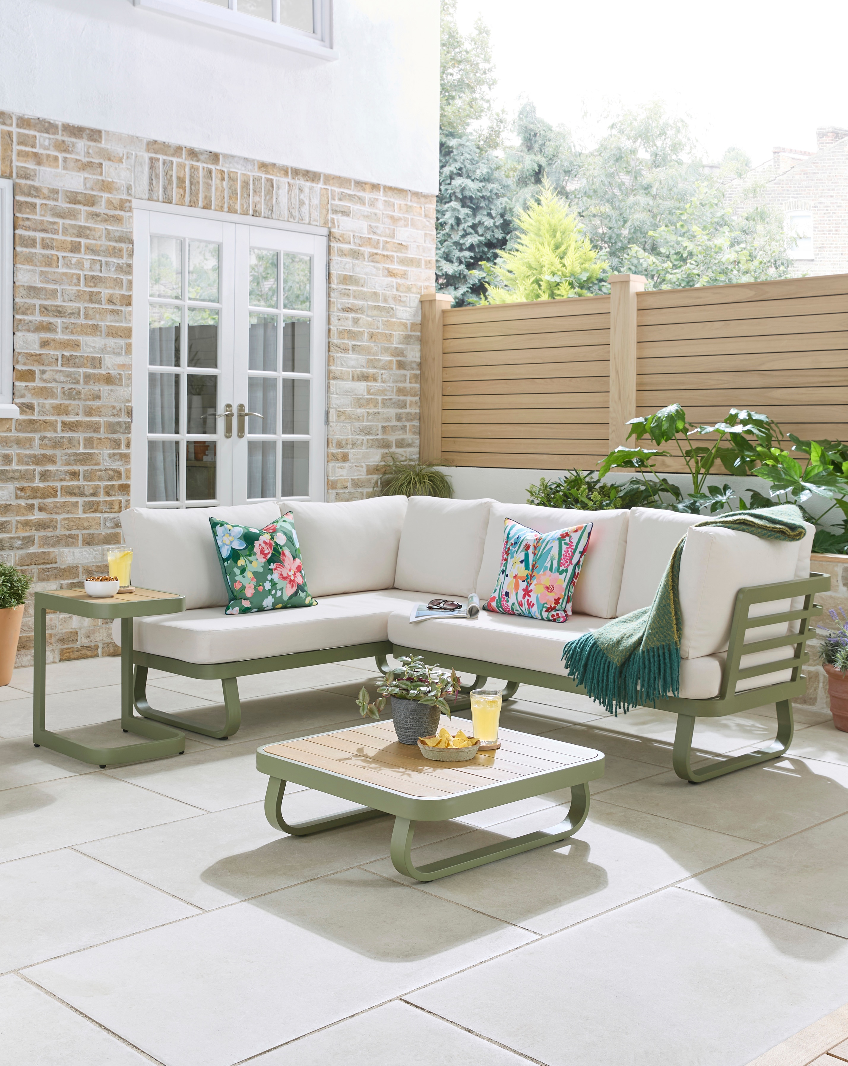 New In - Genoa Green Corner Sofa Set