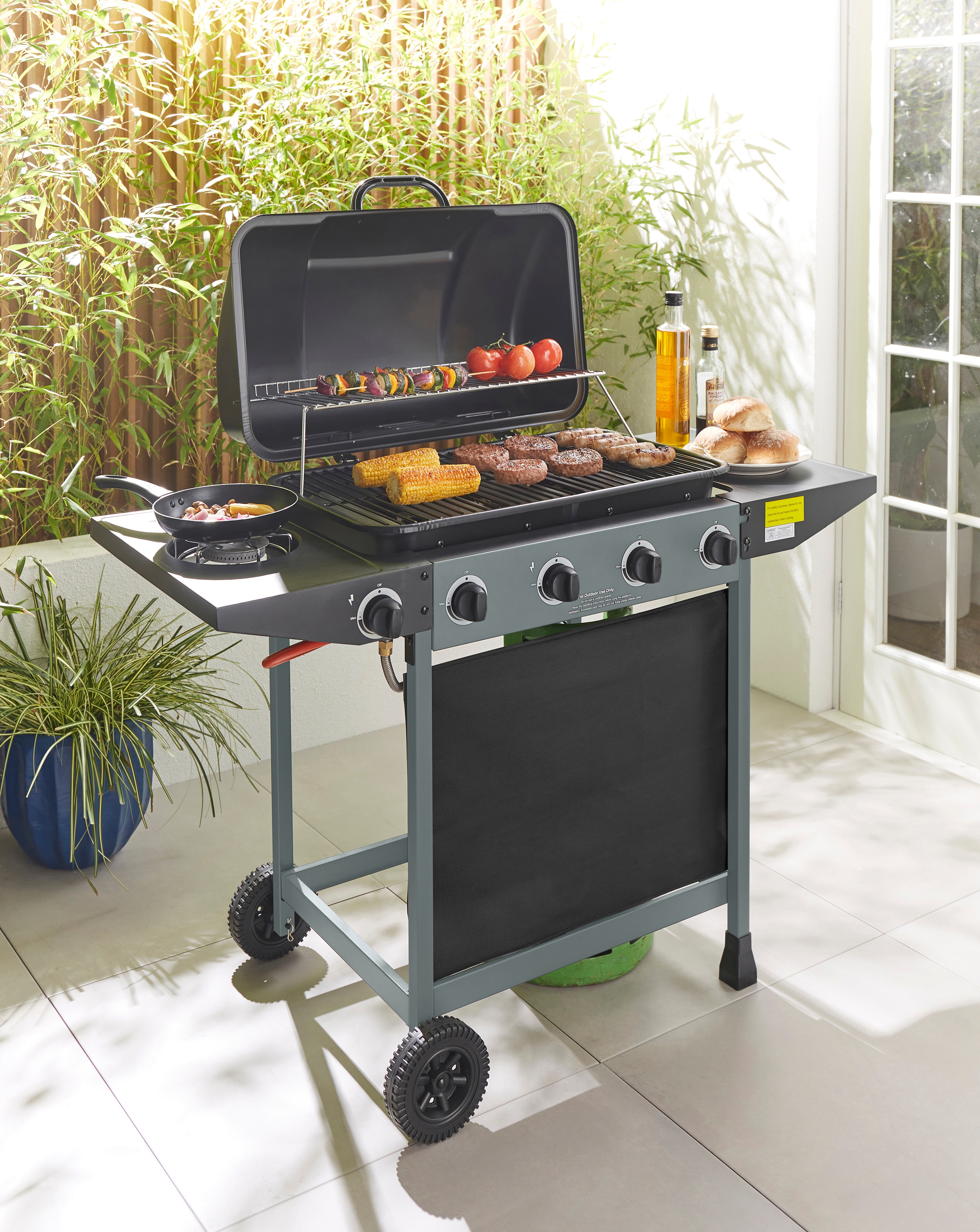 New In - 4 Burner Gas BBQ with Side