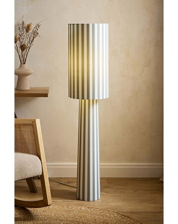 ValueLights Thorley Green Stripe Midi Floor Lamp