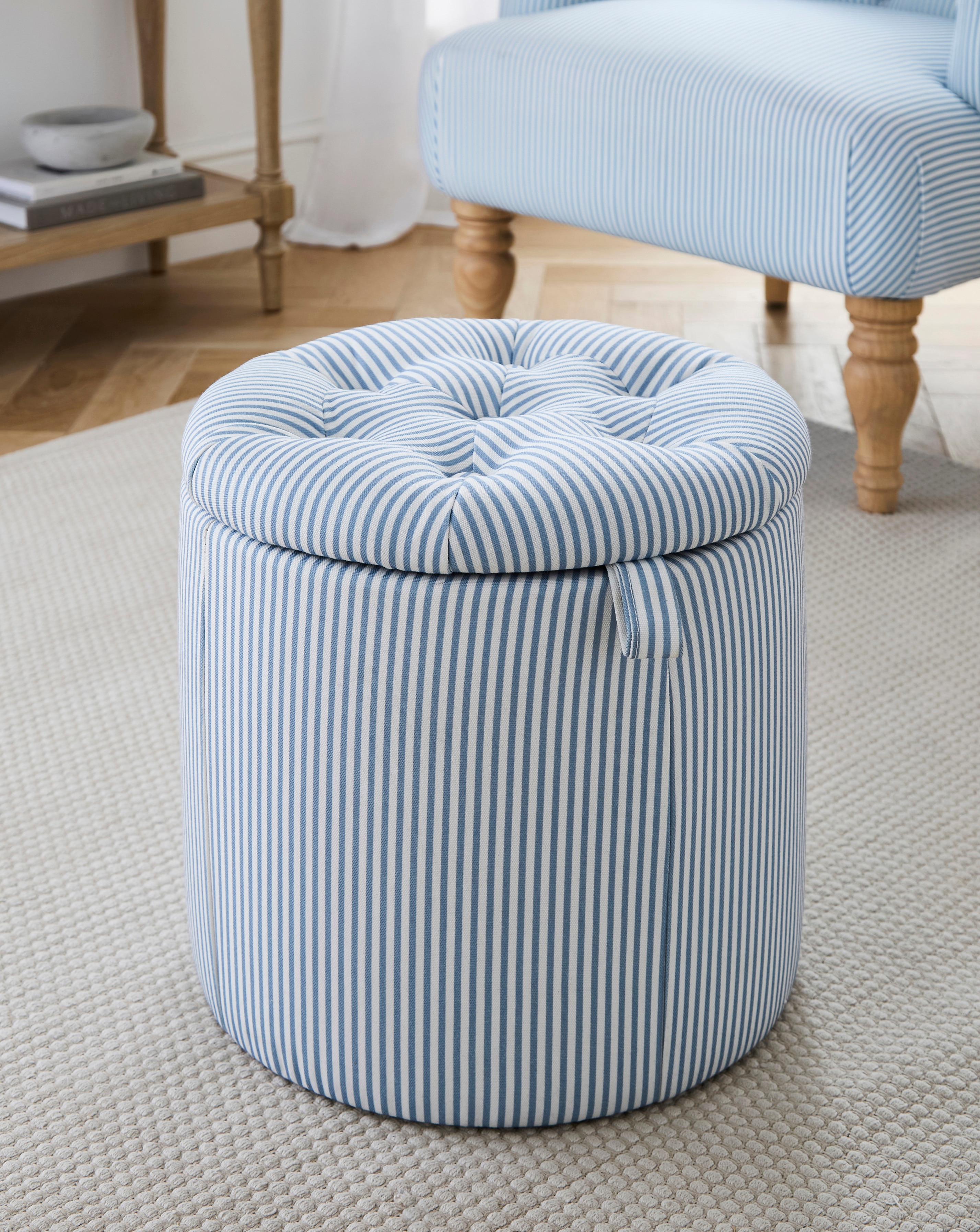 New In - Julipa Mae Striped Storage Ottoman