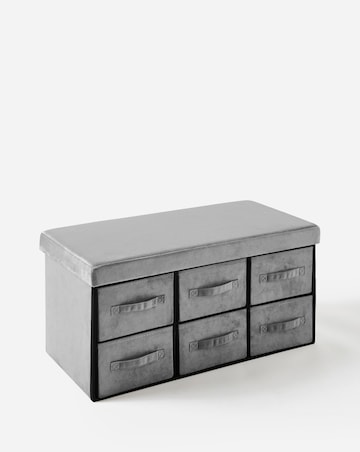 Foldable Velvet Drawer Ottoman