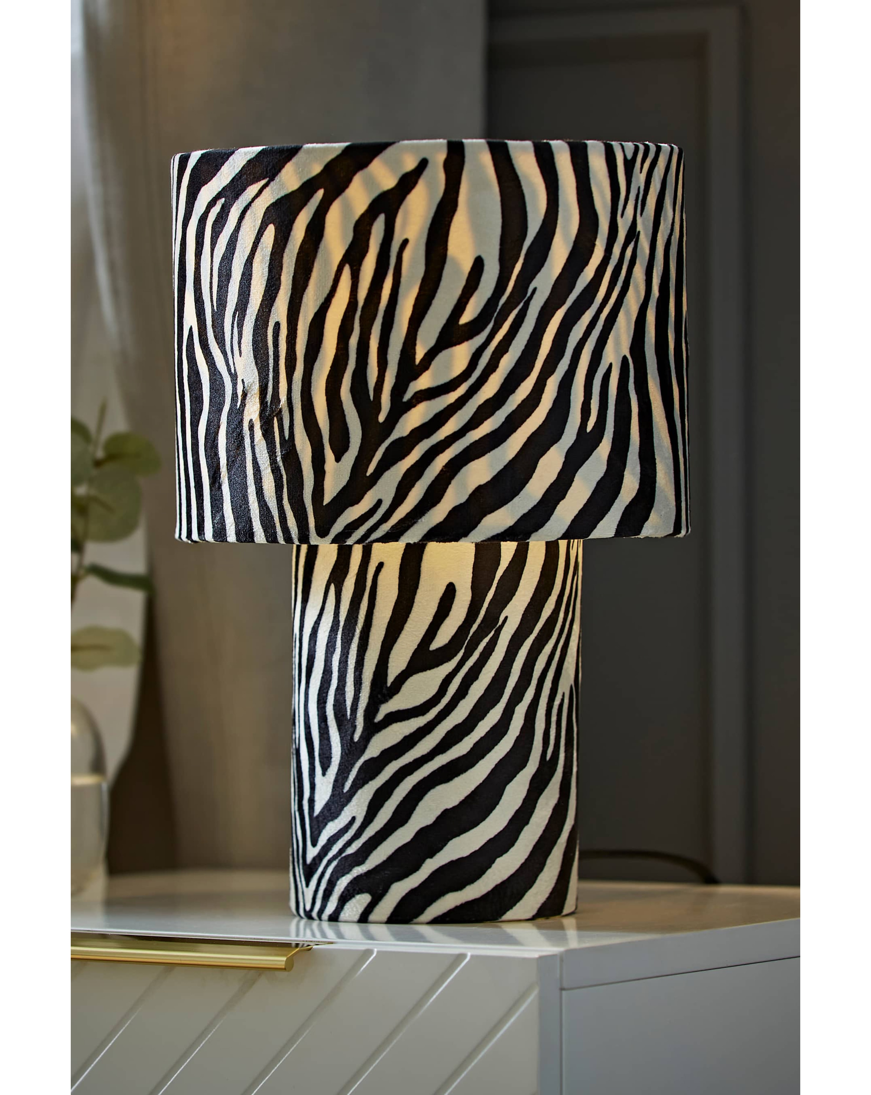 New In - Nessa Zebra Velvet Table Lamp