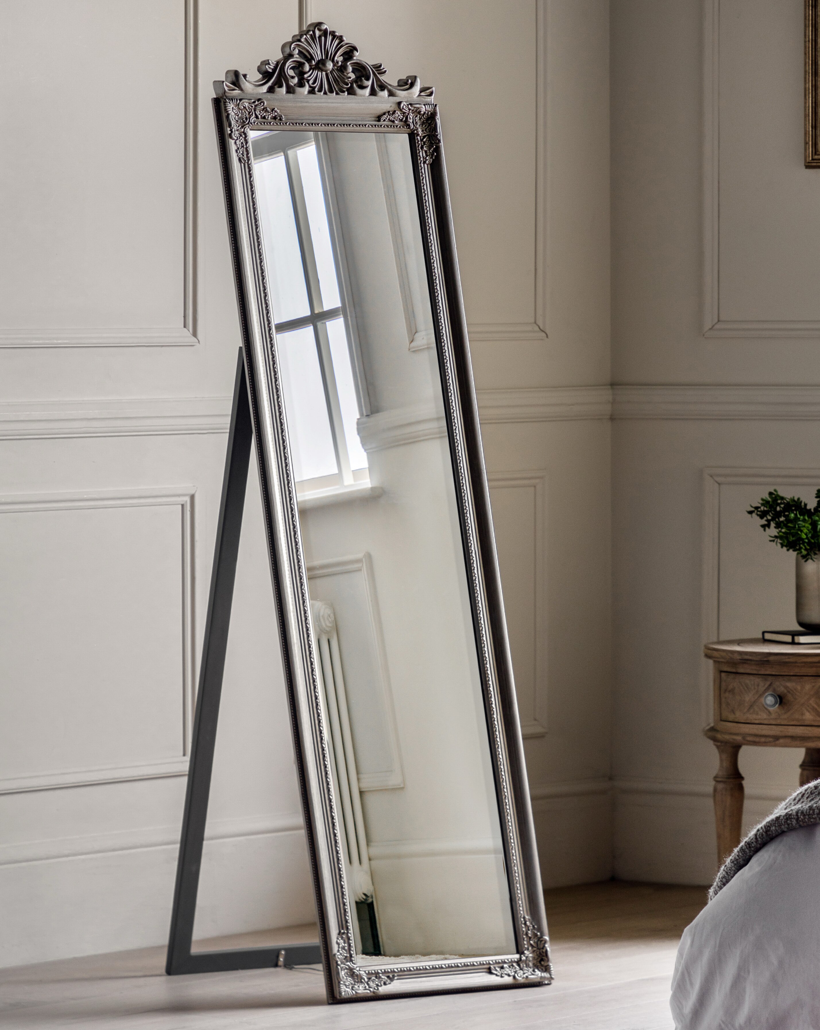 New In - Lambeth Wood Cheval Mirror Silver