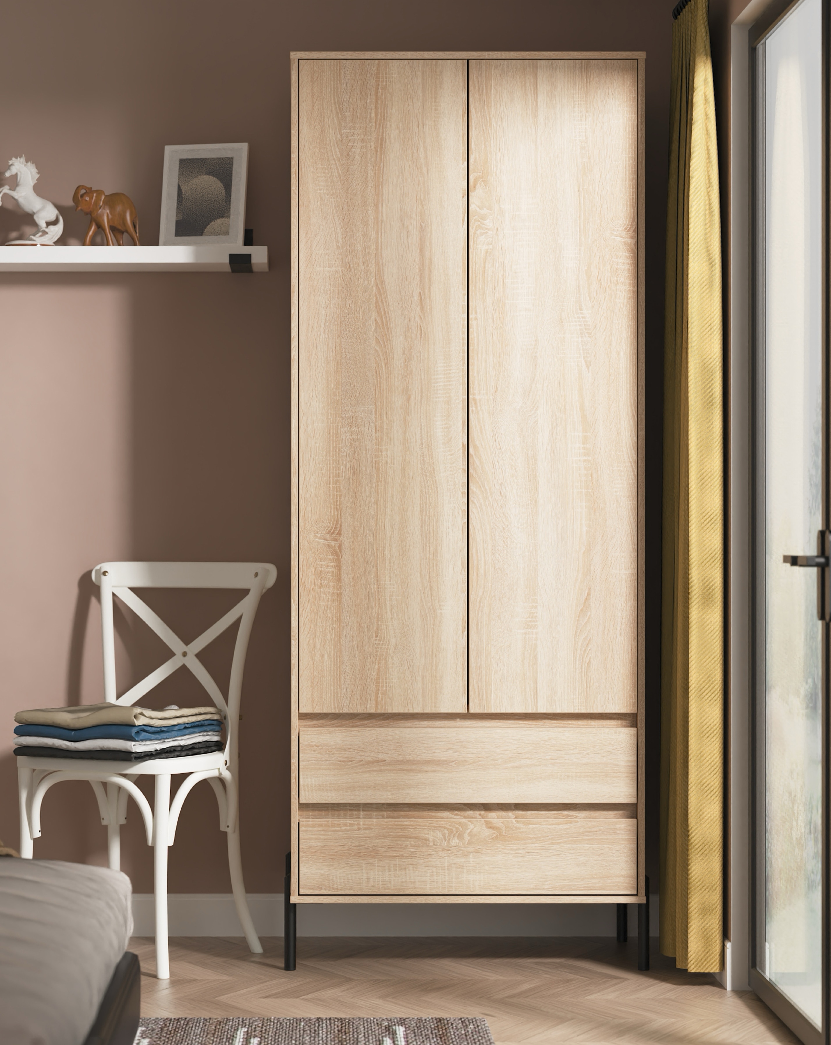 New In - Sloan 2 Door Drawer Wardrobe