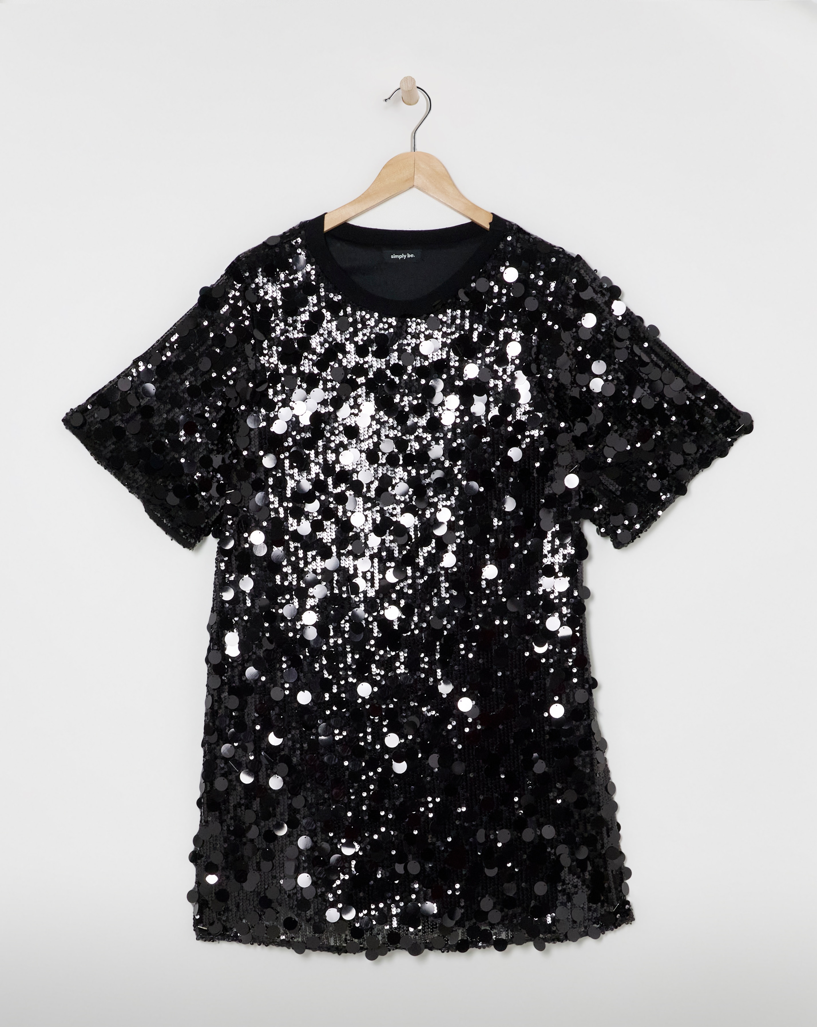 Black Sequin T-Shirt Dress