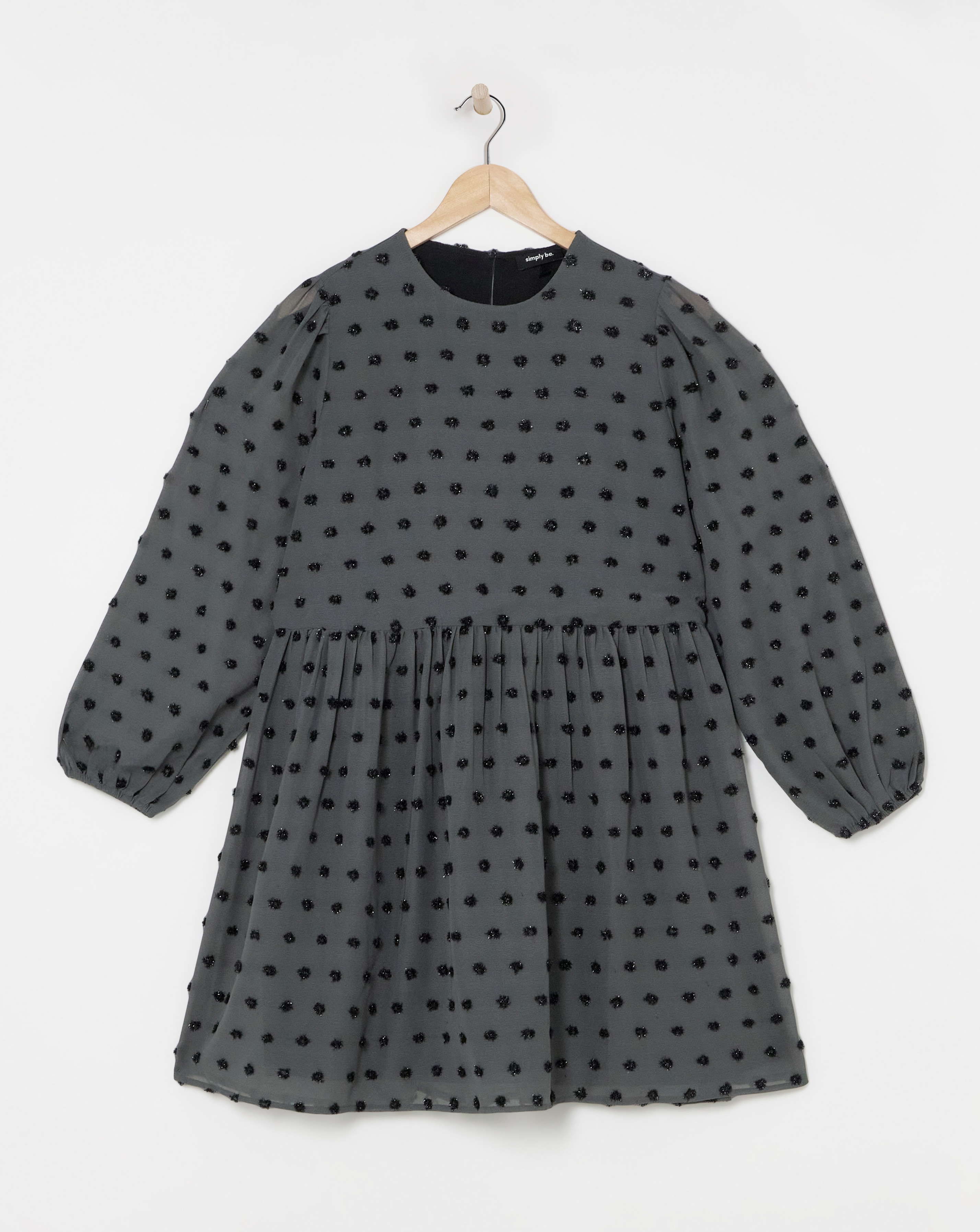 Grey Spot Oversized Smock Dress