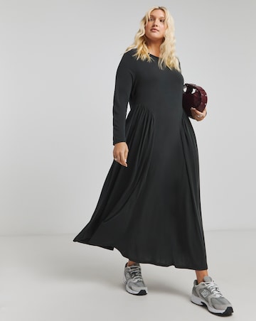Charcoal Luxe Soft Jersey Ballet Midaxi Dress