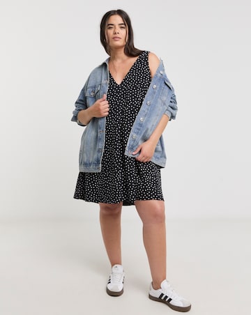 Mono Spot Textured Jersey Smock Dress