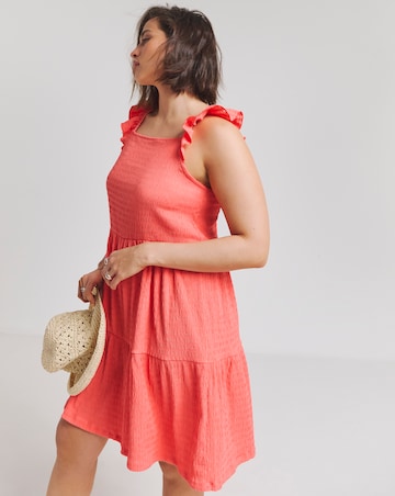 Simply Be Coral Textured Jersey Smock Dress