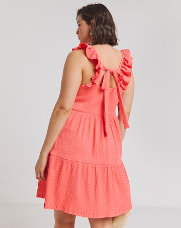 Simply Be Coral Textured Jersey Smock Dress