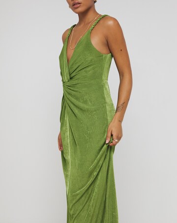 Simply Be Green Slinky Knot Detail Plait Strap Midaxi Dress