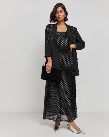 Black/Silver Mesh Maxi Dress