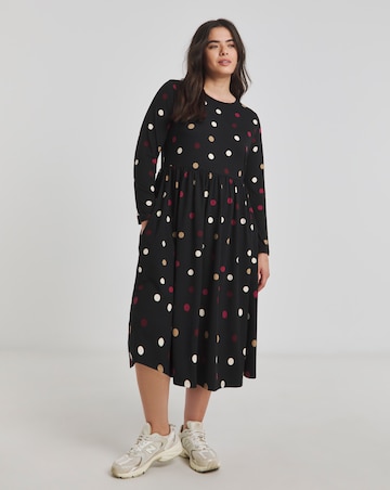 Spot Print Supersoft Pocket Midi Dress