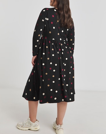 Spot Print Supersoft Pocket Midi Dress