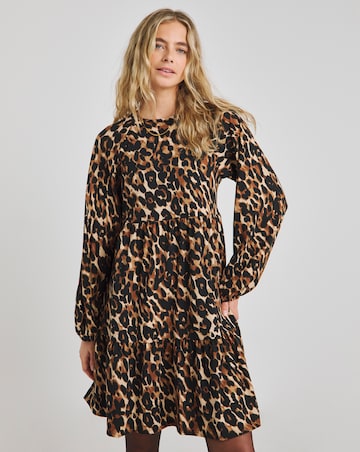 Leopard Supersoft Tiered Smock Dress