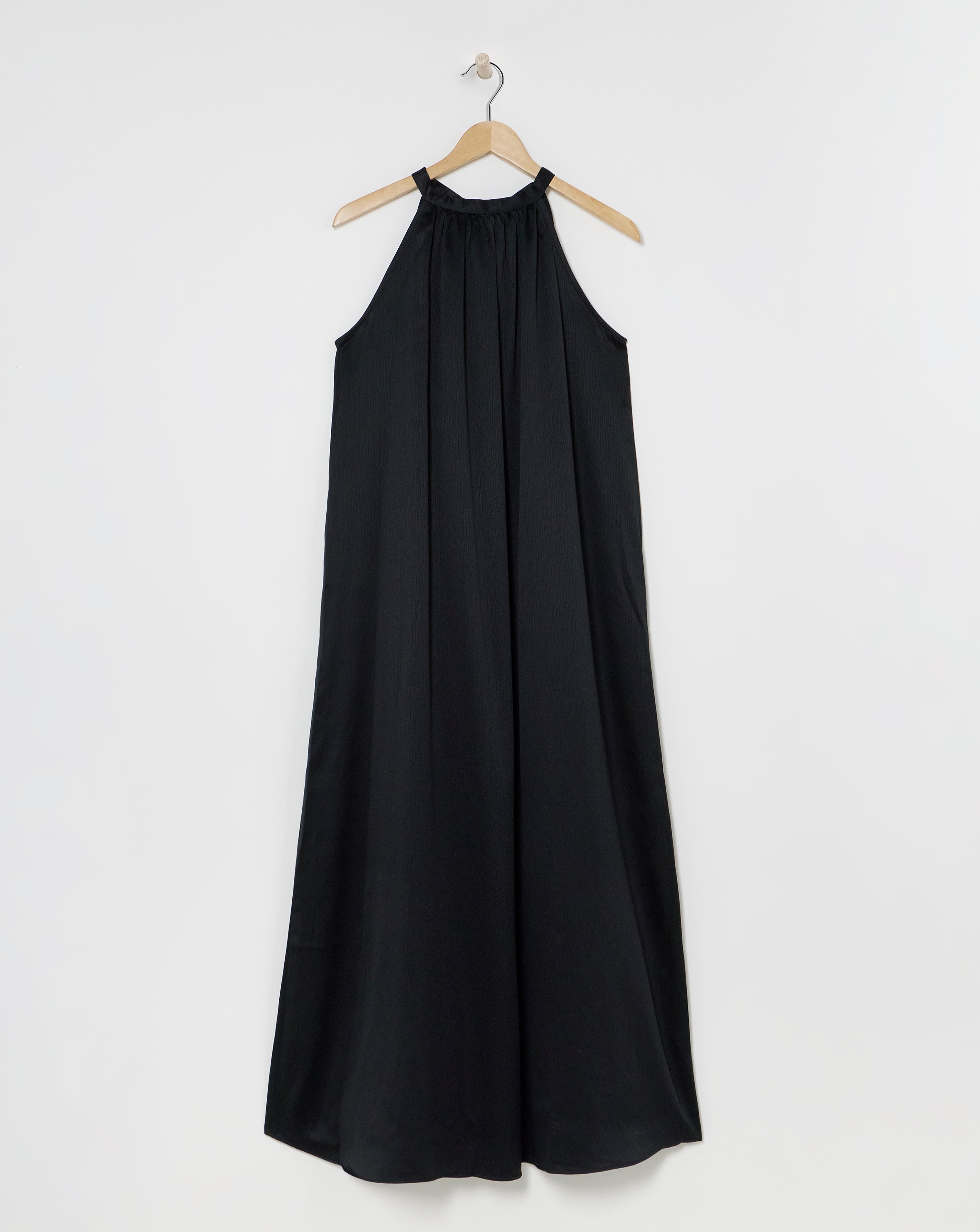 Black Satin Halter Neck Dress