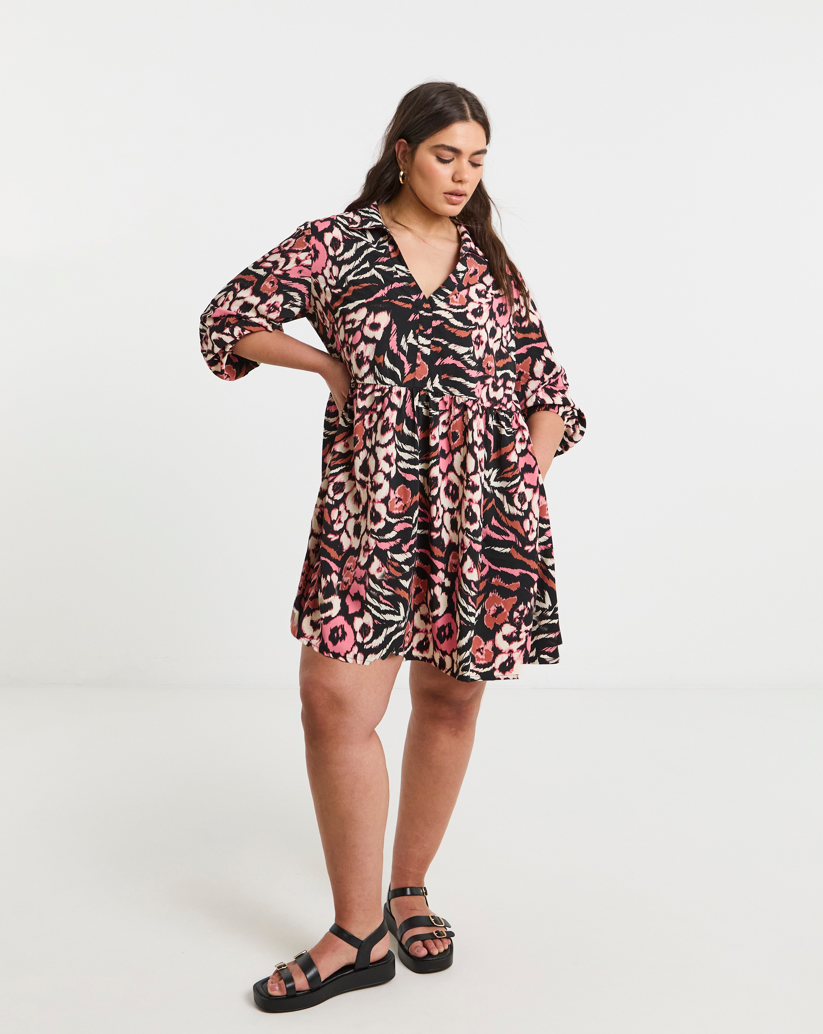 Animal Woven Shirt Dress