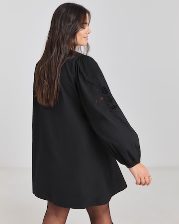 Simply Be Black Embroidered Sleeve Swing Dress