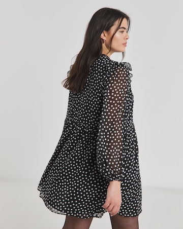 Polka Dot Bow Front Georgette Skater Dress