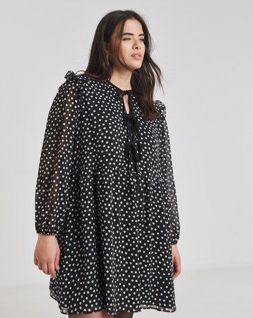 Polka Dot Bow Front Georgette Skater Dress