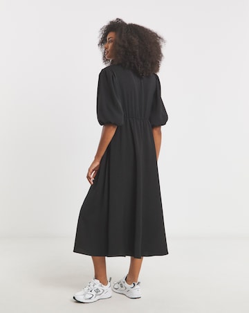 Simply Be Black Cinch Detail Midi Dress With Pockets