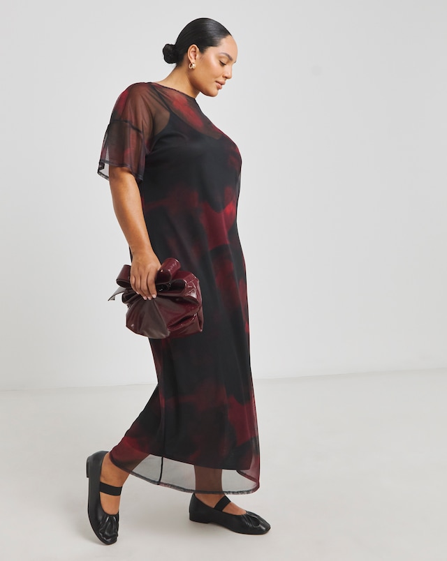 Printed Mesh T-Shirt Dress