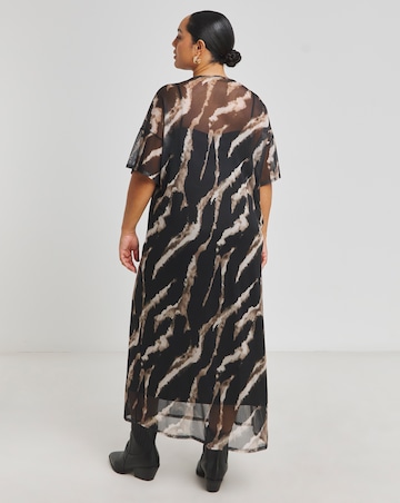 Animal Printed Mesh T-Shirt Dress