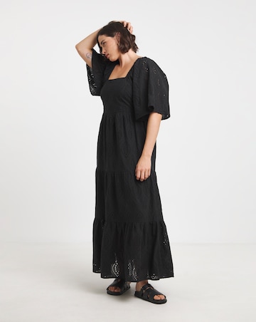 Simply Be Black Broderie Tiered Maxi Dress