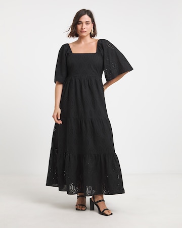 Simply Be Black Broderie Tiered Maxi Dress