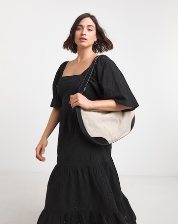 Simply Be Black Broderie Tiered Maxi Dress