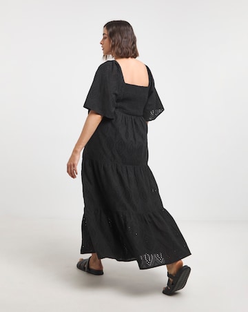 Simply Be Black Broderie Tiered Maxi Dress