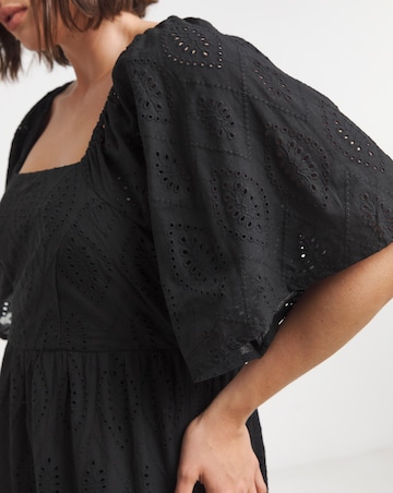 Simply Be Black Broderie Tiered Maxi Dress