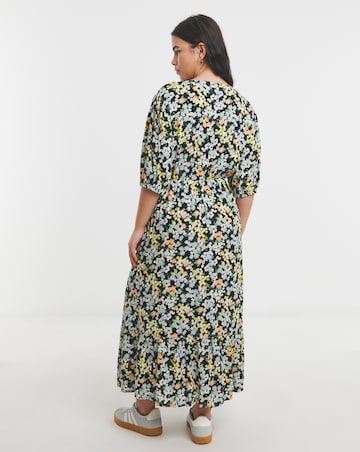 Simply Be Ditsy Print Crinkle Wrap Midi Dress