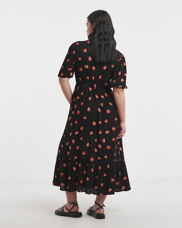 Simply Be Fruit Print Crinkle Wrap Midi Dress