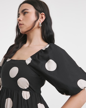 Simply Be Mono Spot Print Printed Cotton Poplin Maxi Dress