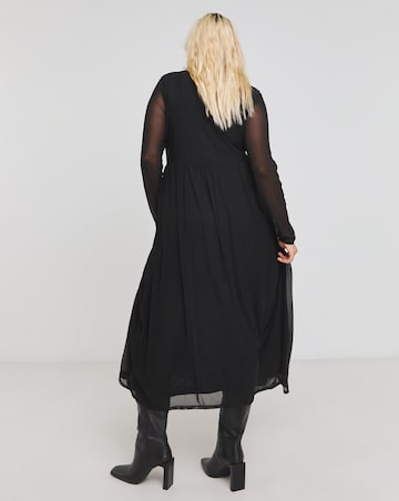 Black Mesh Midi Dress