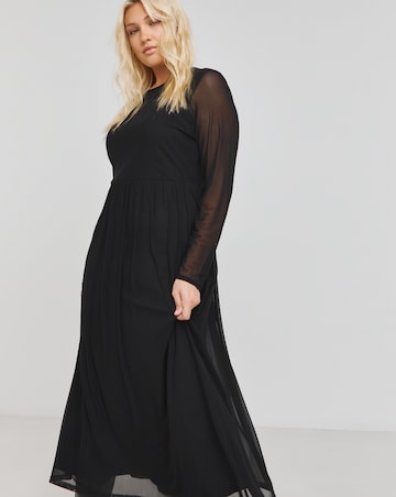 Black Mesh Midi Dress