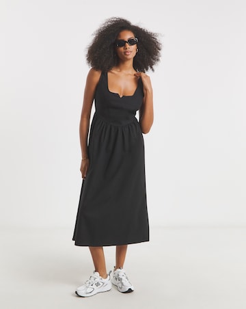 Simply Be Black Seamed Detail Utility Midi Dress