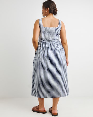 Simply Be Navy/White Gingham Apron Dress