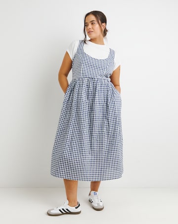 Simply Be Navy/White Gingham Apron Dress