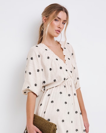 Simply Be Natural Embroidered Blend Midi Dress