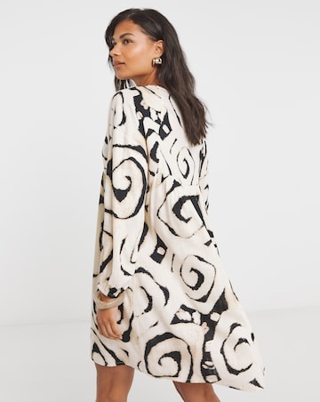 Simply Be Mono Print Linen Blend Smock Dress