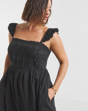 Simply Be Black Broderie Detail Midi Apron Dress