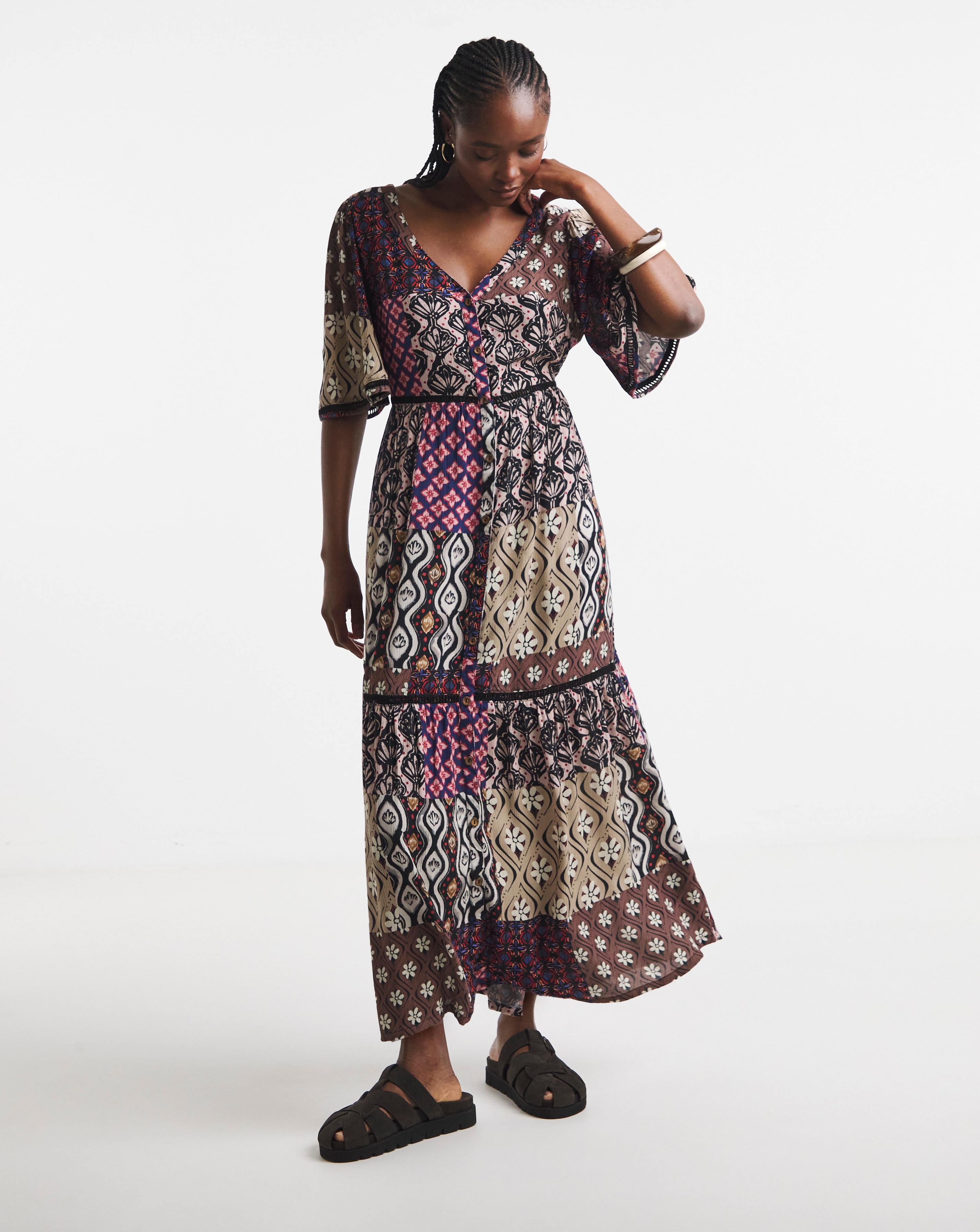 Crinkle Tiered Maxi Dress