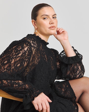 Black Lace Smock Dress