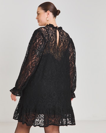 Black Lace Smock Dress