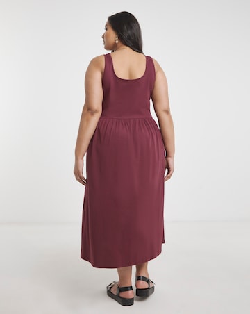 Simply Be Burgundy Jersey Apron Dress With Pockets