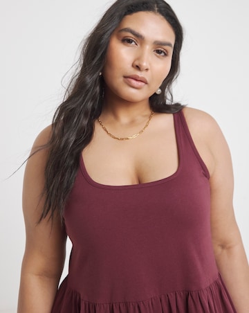 Simply Be Burgundy Jersey Apron Dress With Pockets