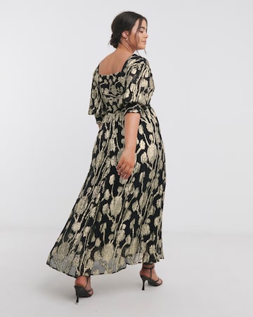 Simply Be Black and Gold Jacquard Maxi Dress